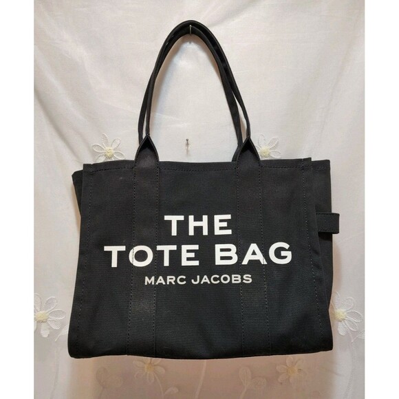 Marc Jacobs Black The Tote Bag Canvas Modern Chic Designer Big Spacious Travel - Picture 1 of 16